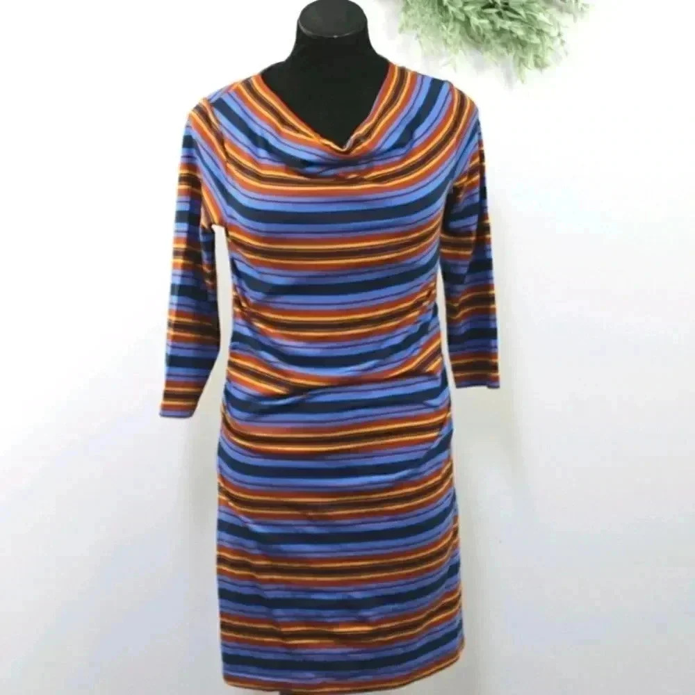 Patagonia cowl neck knit striped casual dress